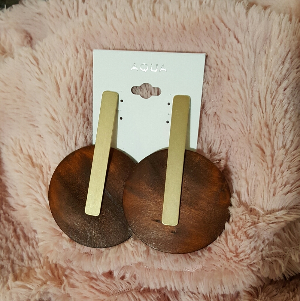 Aqua wood earrings